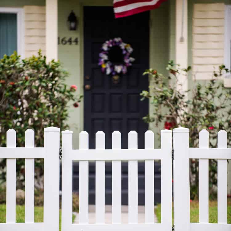 white vinyl in front of house