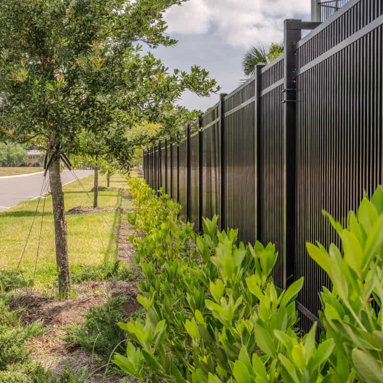 aluminum fence with gras