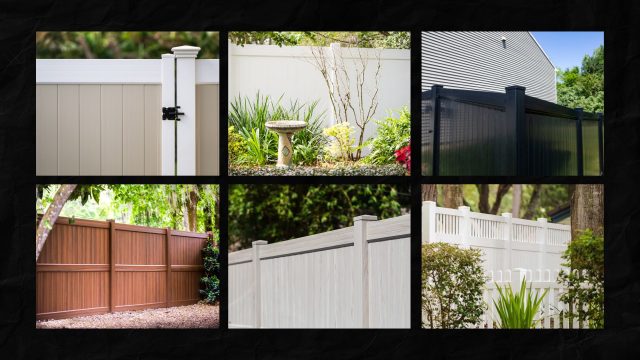 mood board of superior fence and rail vinyl privacy fence colors